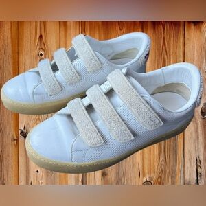 BURBERRY Italy Becky White Leather Sherpa Strap Sneakers Size 37 euro 6.5/7 US